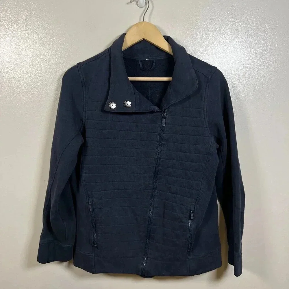Lululemon Fleece Be True Jacket Size 8 Inkwell Blue Quilted Athletic Athleisure